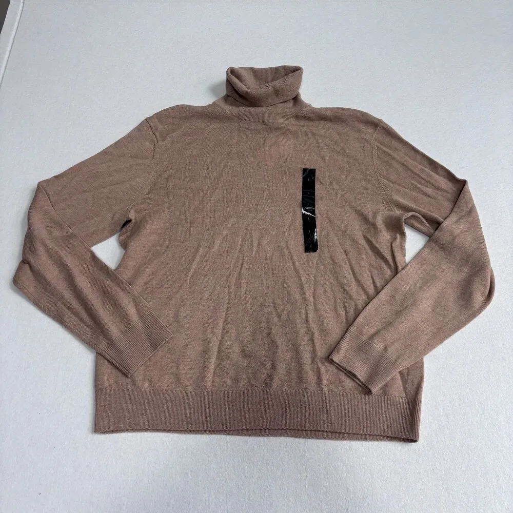 Banana Republic Merino Wool Turtleneck Mens L Camel Tan Preppy Classic NWT